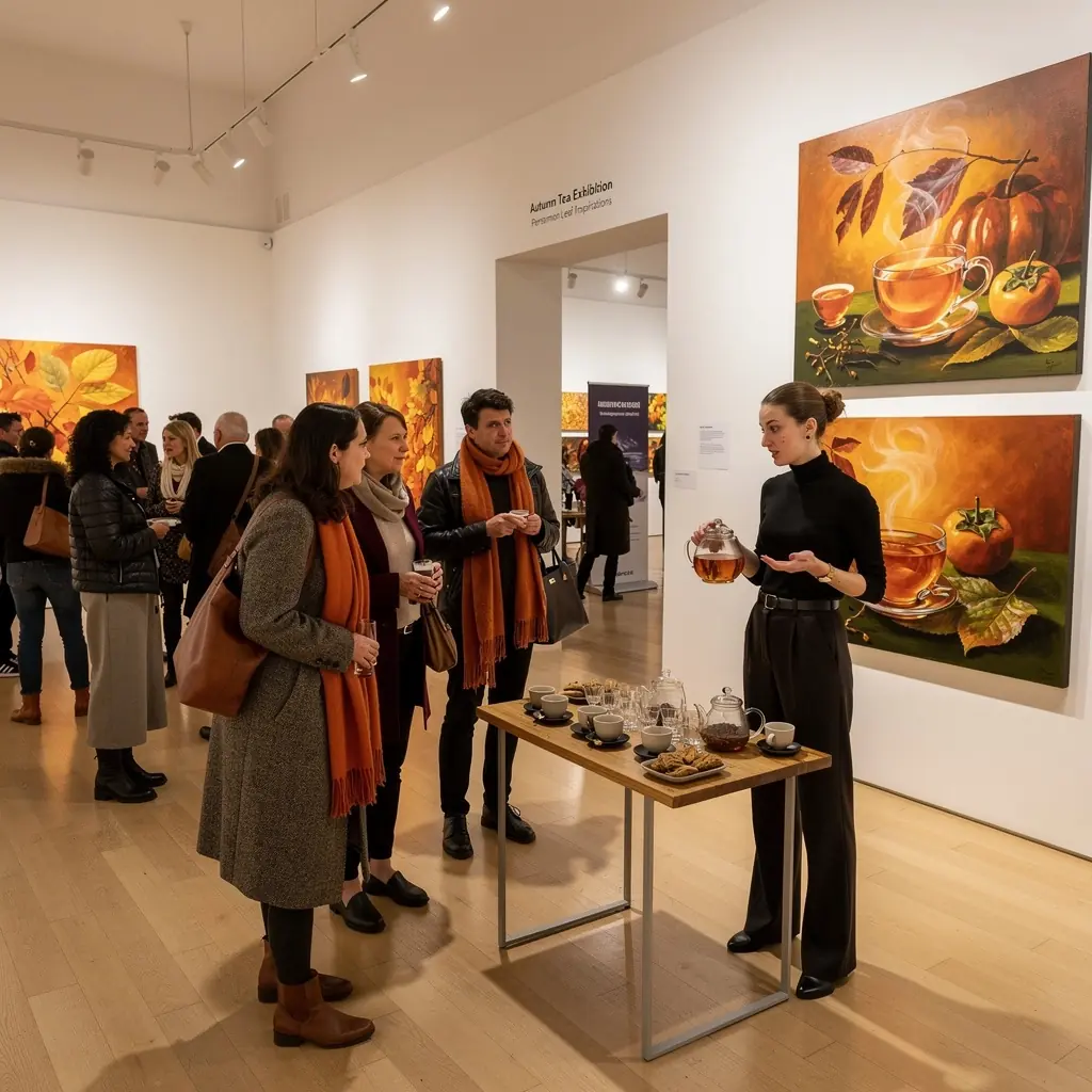 Kakiszólevélből készült tea, amelynek színe az őszi napfényben játszik.