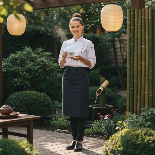 Tradicionális japán teás készlet, kakiszőlőlevél teával az asztalon.